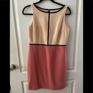 LOFT pink/salmon colorkblock shift dress